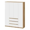 00-00166404 Шкаф Арника для одежды и белья 4х дверный Денвер, Дуб золотой, Белый
