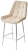 688M04884 Полубарный стул ХОФМАН, цвет H-06 Бежевый, велюр / белый каркас H=63cm