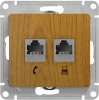GSL000585 Розетка встраиваемая телефонная RJ-11 + Ethernet RJ-45 (дуб) Systeme Electric Glossa GSL000585