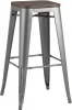 УТ000000498 Стул барный Stool Group TOLIX WOOD серебристый матовый УТ000000498