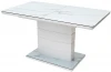 DT2000140GRWHTWHT Стеклянный стол M-City ALTA 140 GREY-WHITE MARBLE/ WHITE глазурованное стекло