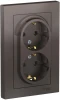 ATN000624 Розетка встраиваемая двойная с заземлением (мокко) Systeme Electric AtlasDesign ATN000624