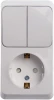 BPA16-202B Розетка накладная с заземлением с двухклавишным выключателем (белый) Systeme Electric BPA16-202B