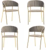 FR 0392K Комплект из 4-х стульев Bradexhome Turin латте, золотые ножки