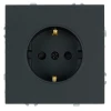 50251 Розетка с заземлением и шторками (черный уголь, soft touch) Stekker Эмили 50251