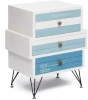 12157 Тумба с 3 ящиками Mediterranean (mod. 63605) белый/голубой/черный (дерево павловния/мдф/металл)