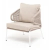 MIL-A-001 W Mua beige(beige15052) "Милан" кресло плетеное из роупа, каркас алюминий белый муар, роуп бежевый круглый, ткань бежевая 15052 4SIS MIL-A-001 W Mua beige(beige15052)