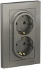 ATN000924 Розетка встраиваемая двойная с заземлением (сталь) Systeme Electric AtlasDesign ATN000924