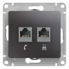 GSL001385 Розетка встраиваемая телефонная RJ-11 + Ethernet RJ-45 (графит) Systeme Electric Glossa GSL001385
