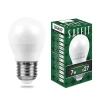 55036 Лампочка светодиодная шар белая колба E27 7 Вт 2700K теплое белое свечение Feron 55036