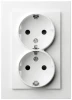 G5504W Розетка двойная со шторками (белый глянцевый) Jasmart G-Classic G5504W