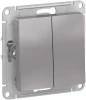 ATN000351 Выключатель встраиваемый двухклавишный (алюминий) Systeme Electric AtlasDesign ATN000351
