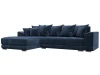 127941L Диван угловой НордСтар левый угол (ДСП,Брус/Пластик/Велюр/Синий) Лига Диванов 127941L