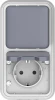 DIP20640 Двойной блок накладной, розетка с защитной крышкой+переключатель 1-клавишный, цвет серый IP55 Donel W55 DIP20640