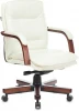 T-9927WALNUT-LOW/IV Кресло руководителя Бюрократ T-9927WALNUT-LOW слоновая кость кожа низк.спин. крестовина металл/дерево