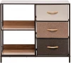 2500000183515 Комод Leset Локи 3 ящ. с полкой, Коричневый, Бежевый Leset (Искусственный лен/Бежевый,Коричневый) арт.2500000183515