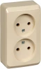PA16-005K Розетка накладная двойная без заземления (кремовый) Systeme Electric Этюд PA16-005K