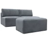 129658 Диван прямой модульный с пуфом Лига-060 НПБ (ЛДСП,Брус,Фанера/Пластик/Велюр/Серый) Лига Диванов 129658