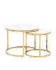 УТ000036343 Набор журнальных столиков Stool Group Селена 60 и 45 см стекло белый мрамор сталь золото УТ000036343