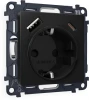 MA810010 Комплект механизма Ambrella Volt электрической розетки ALFA MA810010 Черный матовый 2USB A+C 20W быстрая зарядка с заземлением и шторками 2P+E 16A-250V QUANT