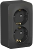 BLNRA010216 Розетка накладная двойная с заземлением (антрацит) Systeme Electric Blanca BLNRA010216