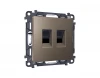 MA642110 Комплект механизма двойной Ethernet RJ-45 розетки с автоматической защитной шторкой встраиваемый (темная бронза матовый) Ambrella Volt QUANT MA642110