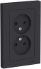 ATN001022 Розетка встраиваемая двойная без заземления со шторками (карбон) Systeme Electric AtlasDesign ATN001022