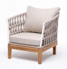 DIE-A-T001 W SH beige(beige15052) OLD "Диего" кресло плетеное из роупа, основание дуб, каркас алюминий белый шагрень, роуп бежевый круглый, ткань бежевая 15052 4SIS DIE-A-T001 W SH beige(beige15052) OLD