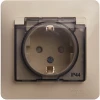 GSL000248 Розетка встраиваемая с заземлением, шторками и крышкой (бежевый) IP44 Systeme Electric Glossa GSL000248