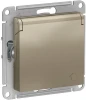 ATN000546 Розетка встраиваемая с заземлением, шторками и крышкой (шампань) Systeme Electric AtlasDesign ATN000546