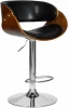 6044-LMZ TEDDY, цвет сиденья черный (ABD 002), цвет каркаса сиденья коричневое дерево, цвет основания хром Стул барный TEDDY (цвет сиденья черный глянец PU ABD 002)