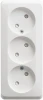 PA16-010B Розетка накладная тройная без заземления со шторками (белый) Systeme Electric Etude PA16-010B