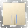 WL10-SW-2G-2W-LED Выключатель встраиваемый двухклавишный проходной с подсветкой Werkel, шампань