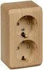 PA16-008D Розетка накладная двойная с заземлением и шторками (сосна) Systeme Electric Этюд PA16-008D