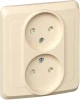 PC16-006K Розетка встраиваемая двойная без заземления со шторками (кремовый) Systeme Electric Этюд PC16-006K