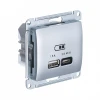 GSL000329 Розетка с быстрой зарядкой USB Type A+С 45Вт (алюминий) Systeme Electric Glossa GSL000329