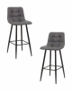 SET-2 8078-LML NICOLE Набор 2 шт Стул барный DOBRIN NICOLE (черные матовые ножки, серая антрацитовая винтажная экокожа (RU-08))