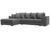 128212L Диван угловой НордСтар левый угол (ДСП,Брус/Пластик/Замша/Серый) Лига Диванов 128212L