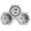 50071 Разветвитель сетевой 2-х местный с заземлением с USB+Type C (белый, серый) Stekker 50071