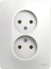 GSL000120 Розетка встраиваемая двойная без заземления (белый) Systeme Electric Glossa GSL000120