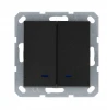 G3023NB Выключатель двухклавишный с подсветкой (антрацит) Jasmart G-Classic G3023NB