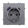EC-016GY Розетка штепсельная SCHUKO 16A/250 В с USB A+C 20W, серый Kollinger Eclipse EC-016GY