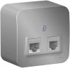 BLNIA045113 Розетка накладная телефонная RJ-11 + Ethernet RJ-45 (алюминий) Systeme Electric Blanca BLNIA045113