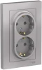 ATN000324 Розетка встраиваемая двойная с заземлением (алюминий) Systeme Electric AtlasDesign ATN000324