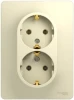 GSL000224 Розетка встраиваемая двойная с заземлением (бежевый) Systeme Electric Glossa GSL000224