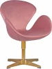 69A-LMO SWAN, цвет сиденья розовый велюр BLUVEL52, цвет основания золотой Кресло дизайнерское DOBRIN SWAN (розовый велюр BLUVEL52, золотое основание)