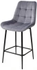 688M04323 Полубарный стул ХОФМАН, цвет H-14 Серый, велюр / черный каркас H=63cm