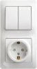 GSL000174 Розетка встраиваемая с заземлением с двухклавишным выключателем (белый) Systeme Electric Glossa GSL000174