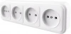 39701 Розетка 4-х местная без заземления (белый) Stekker Брест 39701
