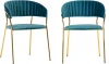 FR 0160P Комплект из 2-х стульев Turin бирюзовый с золотыми ножками Bradexhome арт.FR 0160P